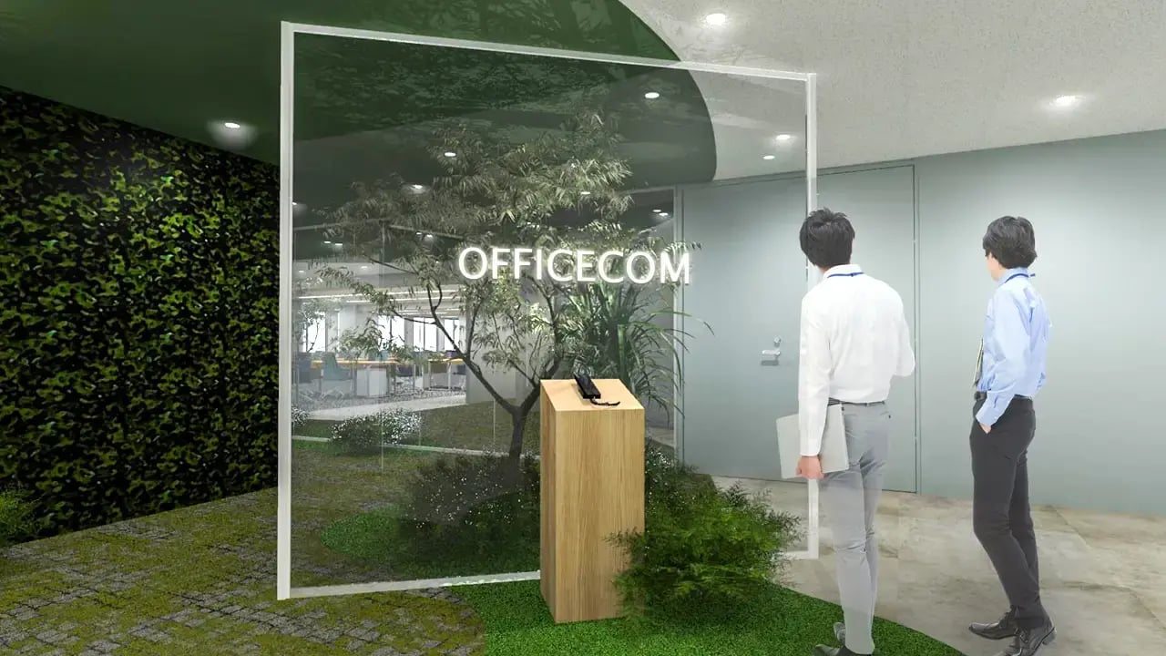 エントランス : 「森の入口」をテーマに植物やサウンドマスキングを導入