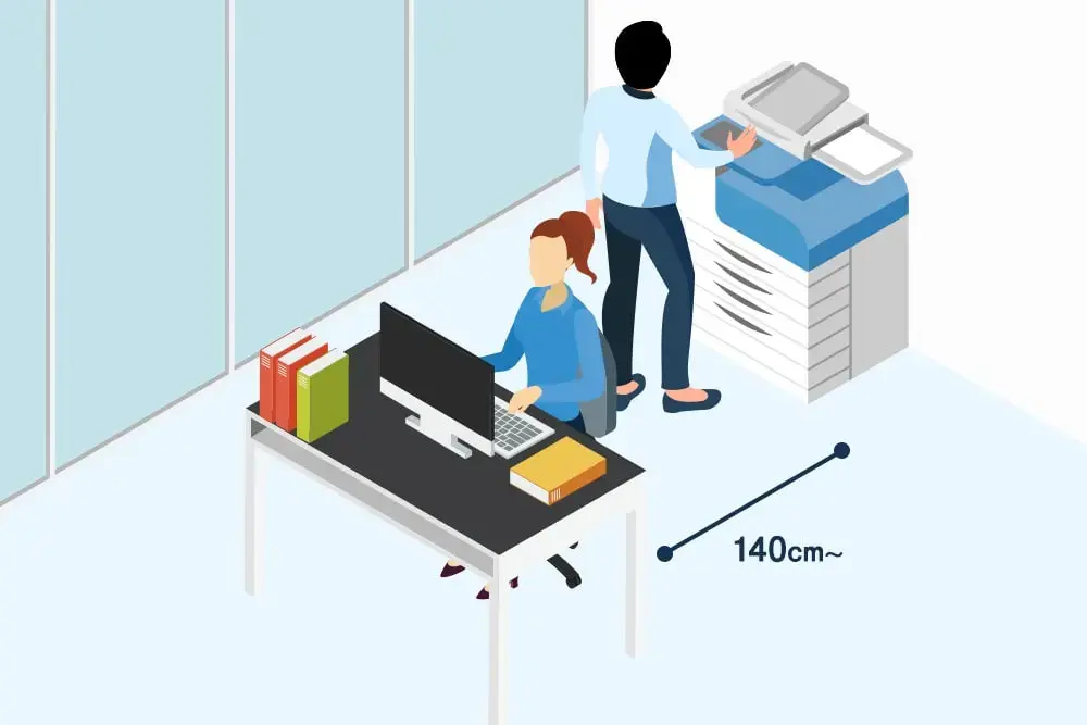 コピー機をデスクの背後に設置