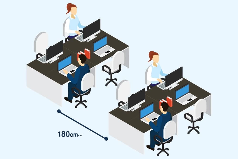 デスク同士を背中合わせに設置