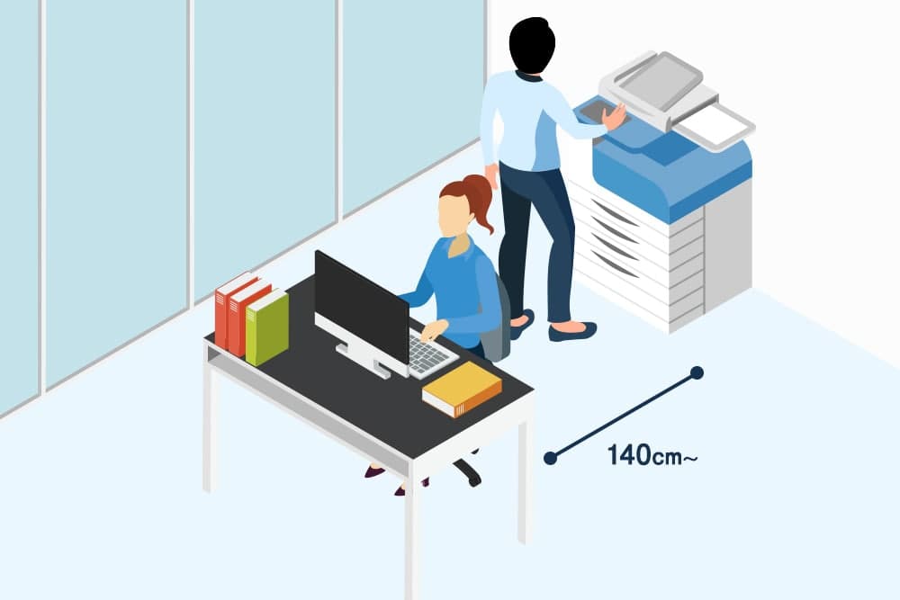 コピー機をデスクの背後に設置
